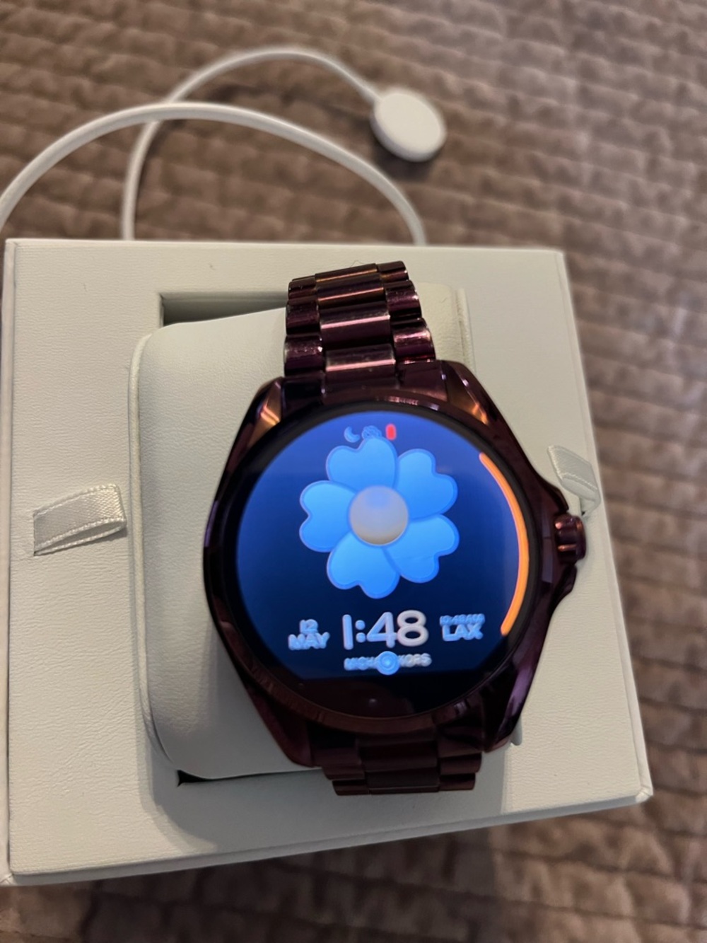 Michael Kors Purple Stainless Steel Smartwatch with Metal Link Band